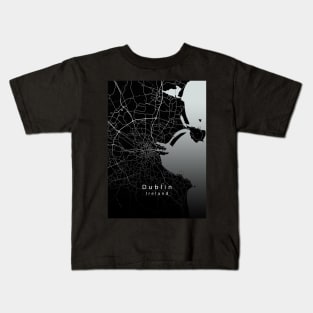 Dublin Ireland City Map dark Kids T-Shirt